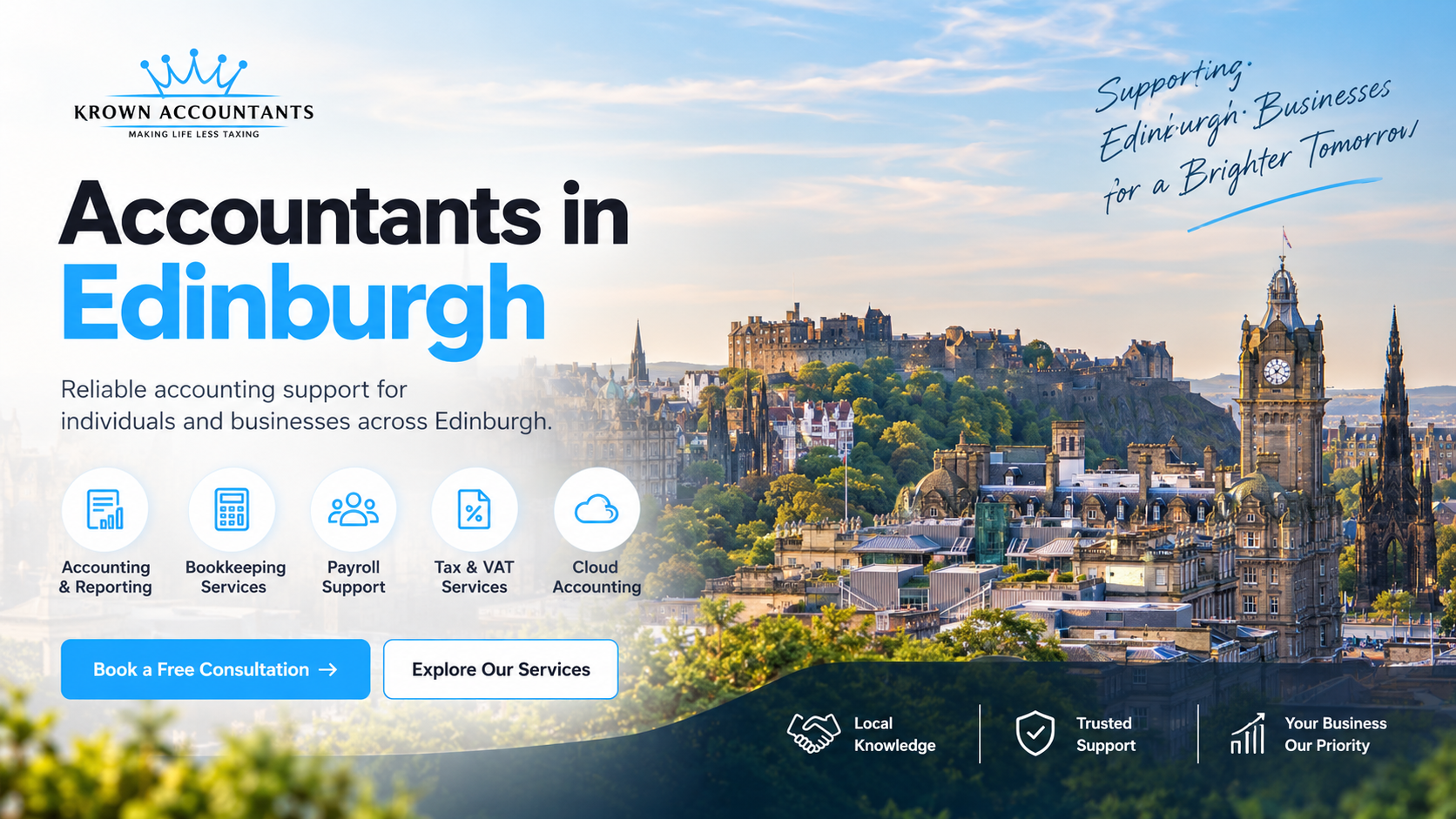 Krown Accountants – Accountants in Edinburgh with Edinburgh city skyline