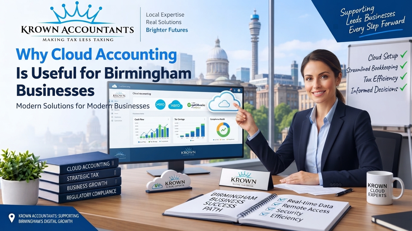 Krown Accountants showcasing cloud accounting software like Xero and QuickBooks for Birmingham businesses